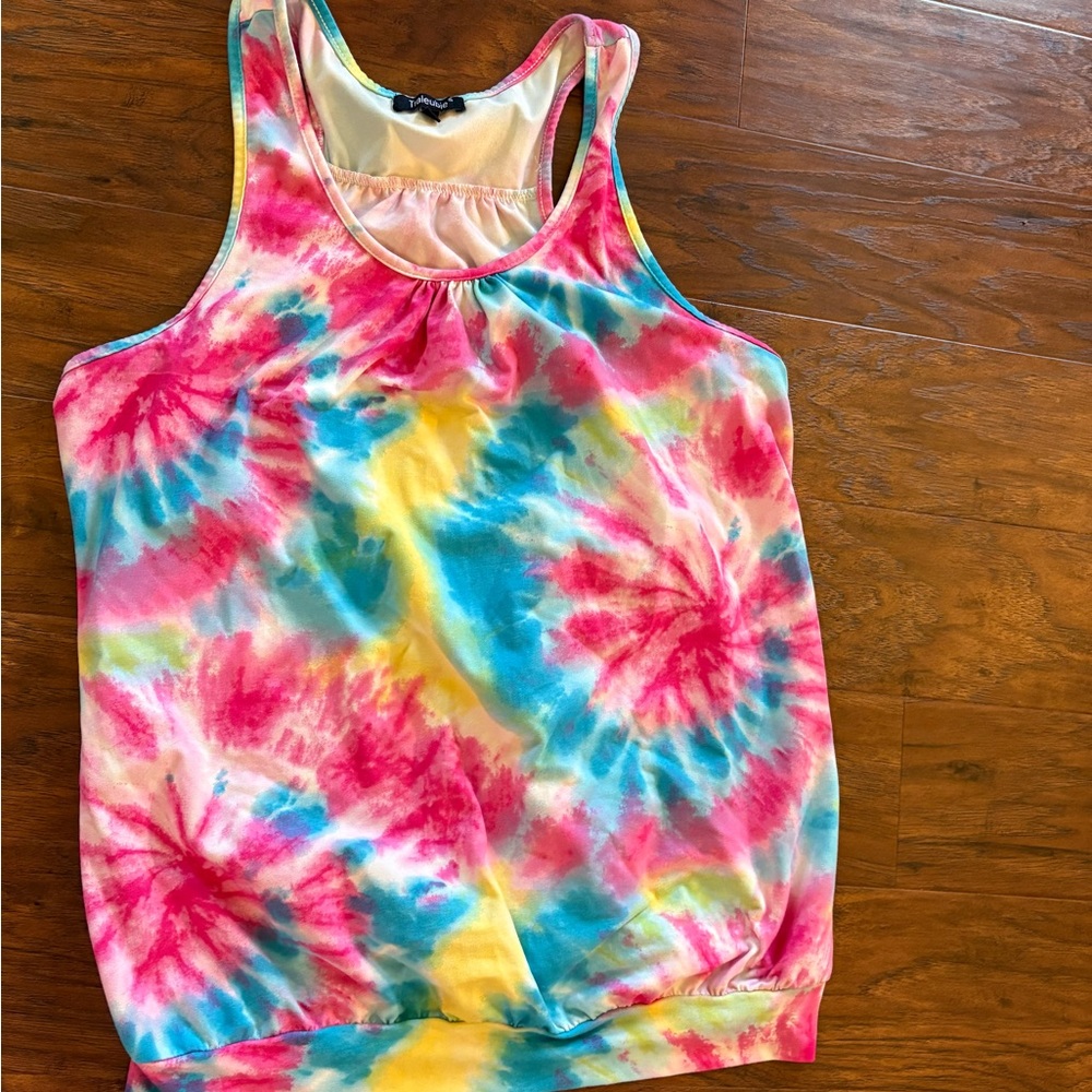 Women’s Tie-Dye Racerback Tank Top - Pink, Blue, Yellow